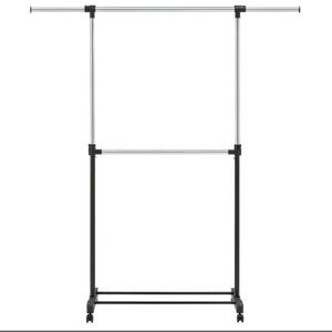 Double Rod Clothing Rack with Wheels